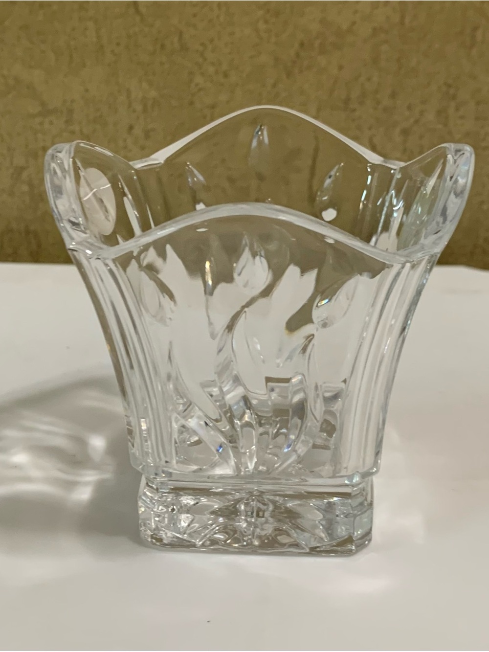 PARTYLITE Lead Crystal Square Votive Candle Holder P7253 NEW in Box
